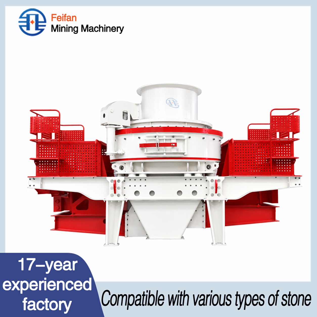 Machine OEM de traitement fin du minerai de quartz VSI-8000 à grand volume de manutention des matériaux, avec rotor ouvert et lubrification à huile fluide
