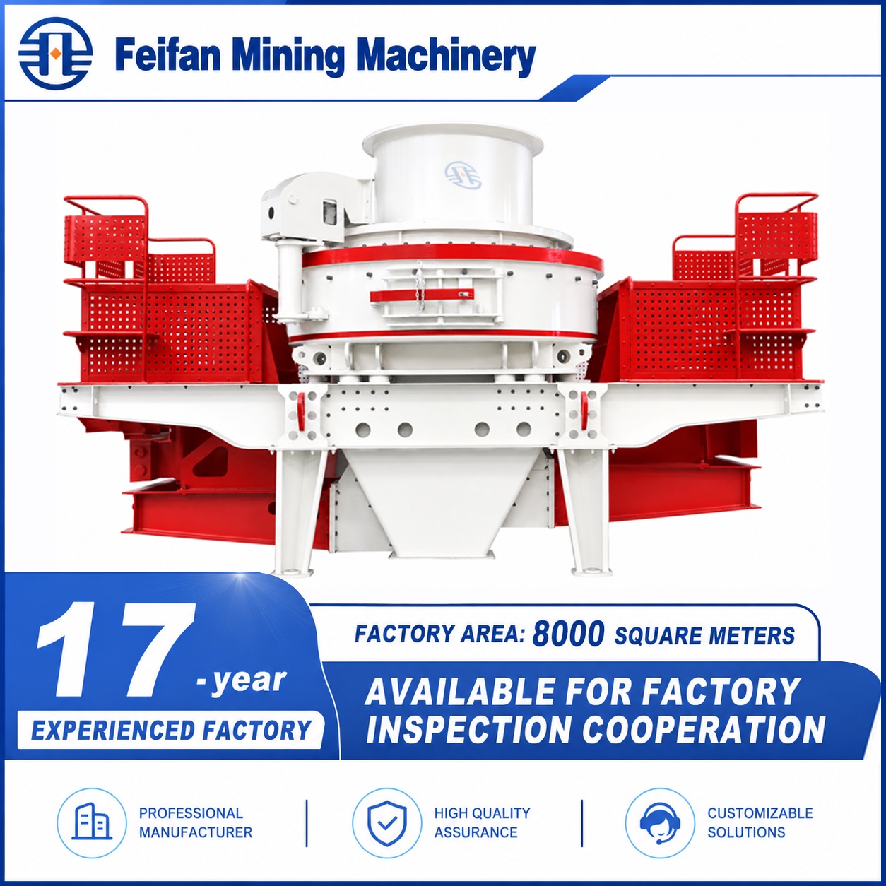 OEM VSI-6000 avec réglage précis du module de finesse, puissance 90-400kW et ISO9001 pour machine à granulats de béton haute qualité
