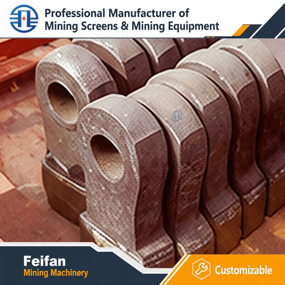 Pièces de rechange OEM FEIFAN pour concasseurs miniers gamme complète de composants résistants à l'usure pour ligne de production de granulats