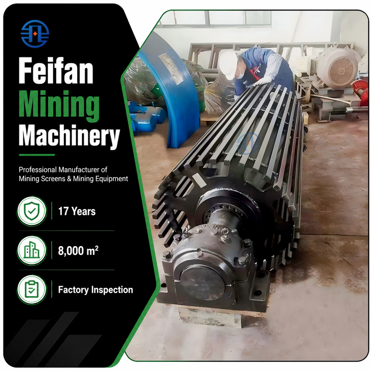 FEIFAN OEM Ensemble de rouleaux porteurs de convoyeur résistants à l’usure pour exploitation minière intensive Pièces de convoyeur à bande pour installation de concassage de granulats