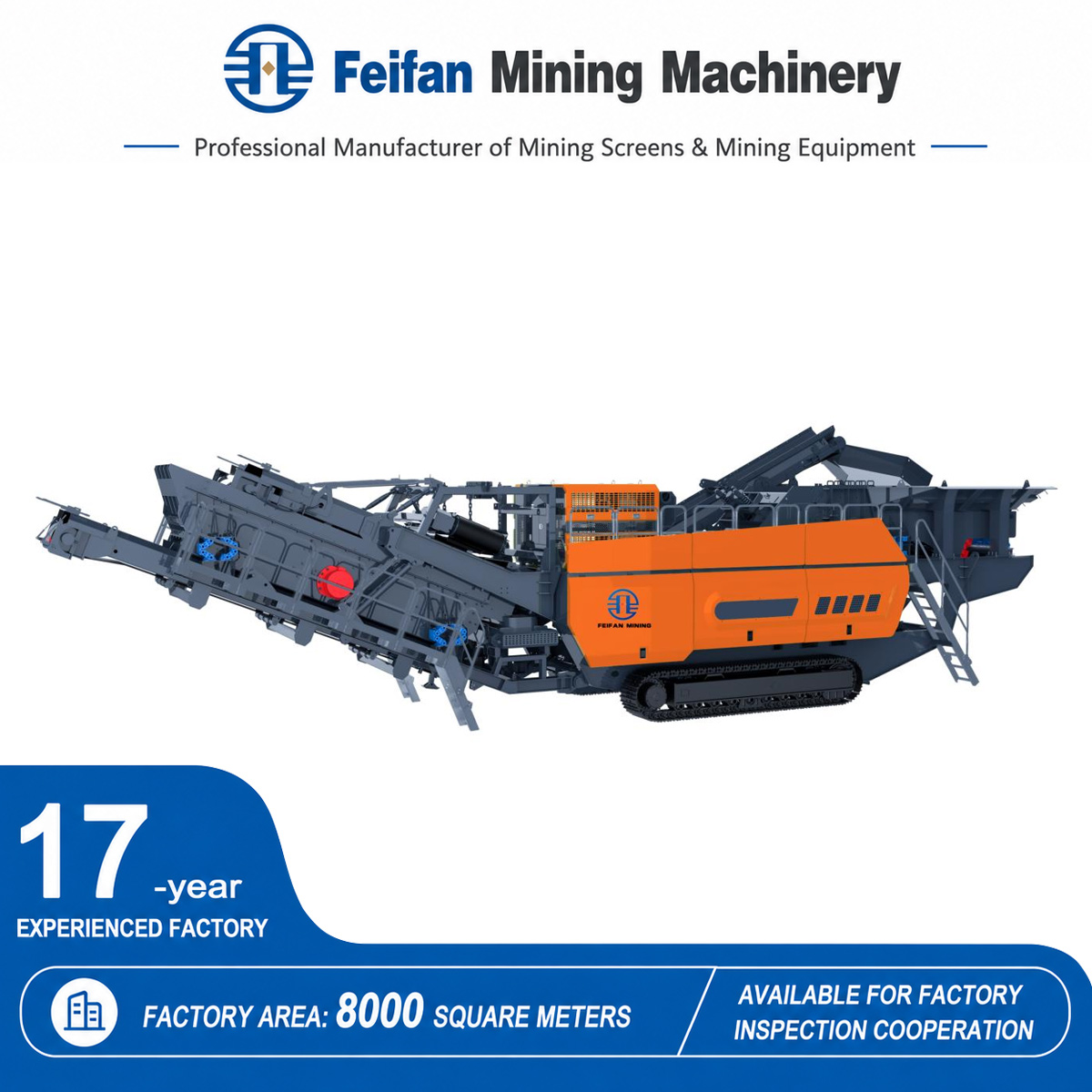 Machine flexible sur chenilles pour le traitement des roches destinée à l'exploitation minière, aux carrières et à la construction routière — station mobile de concassage