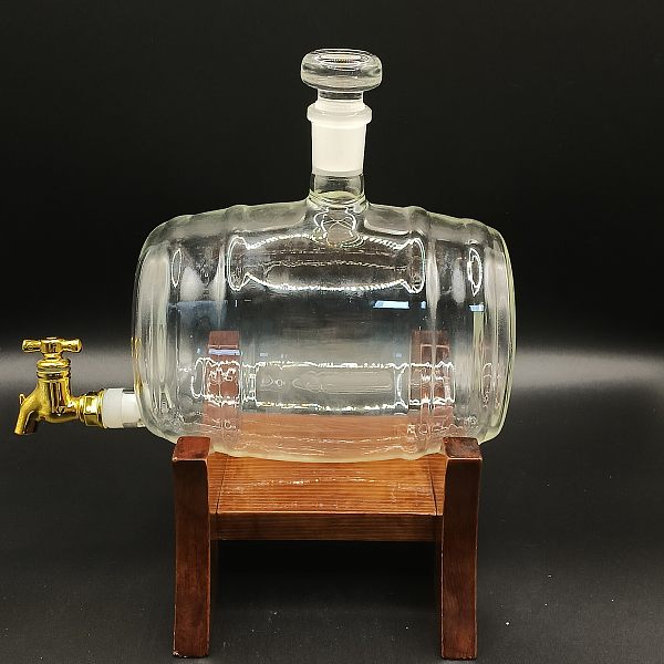 P-34, botella de vidrio estilo barril de madera