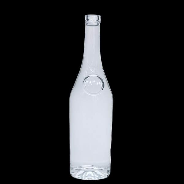 A8 botella de vino de vidrio de 700ml, de cuello largo, elíptica, con marcas en relieve, para bebidas espirituosas
