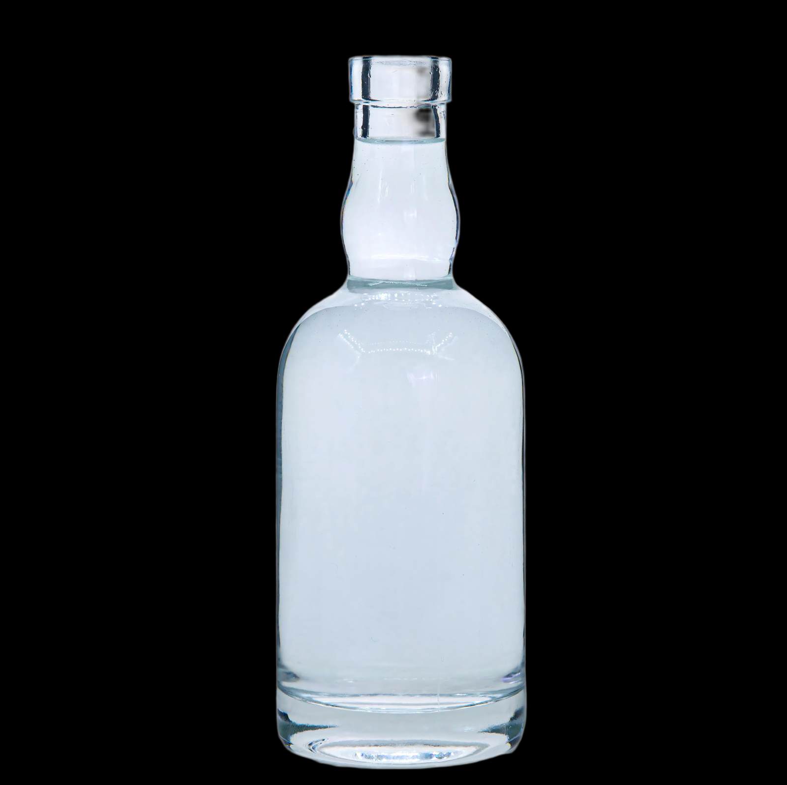A11 botella pequeña de licor de vidrio transparente de cuello largo y estilizada de 375ml