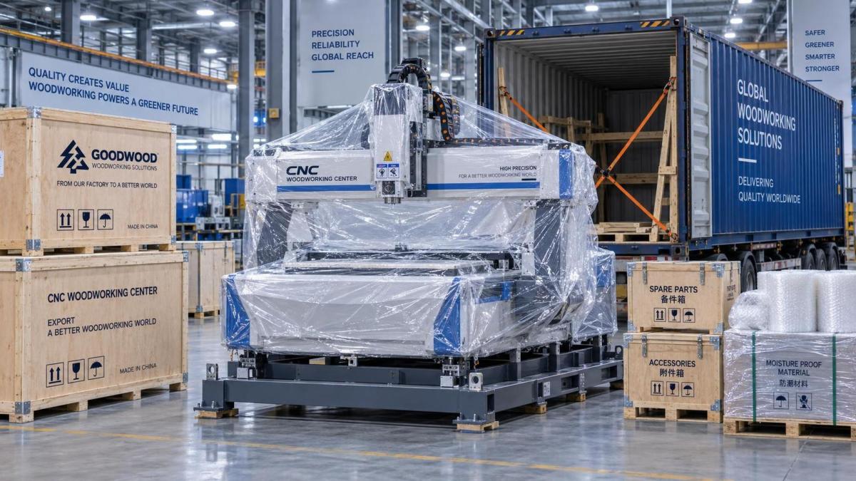 Quels services d’assistance à l’expédition des machines à bois doivent être confirmés avant l’expédition ?
