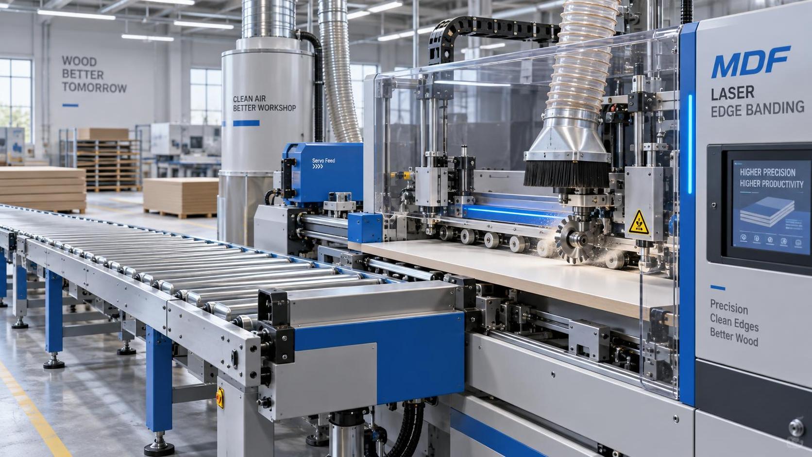 Which machinery features prevent chipping when machining MDF?