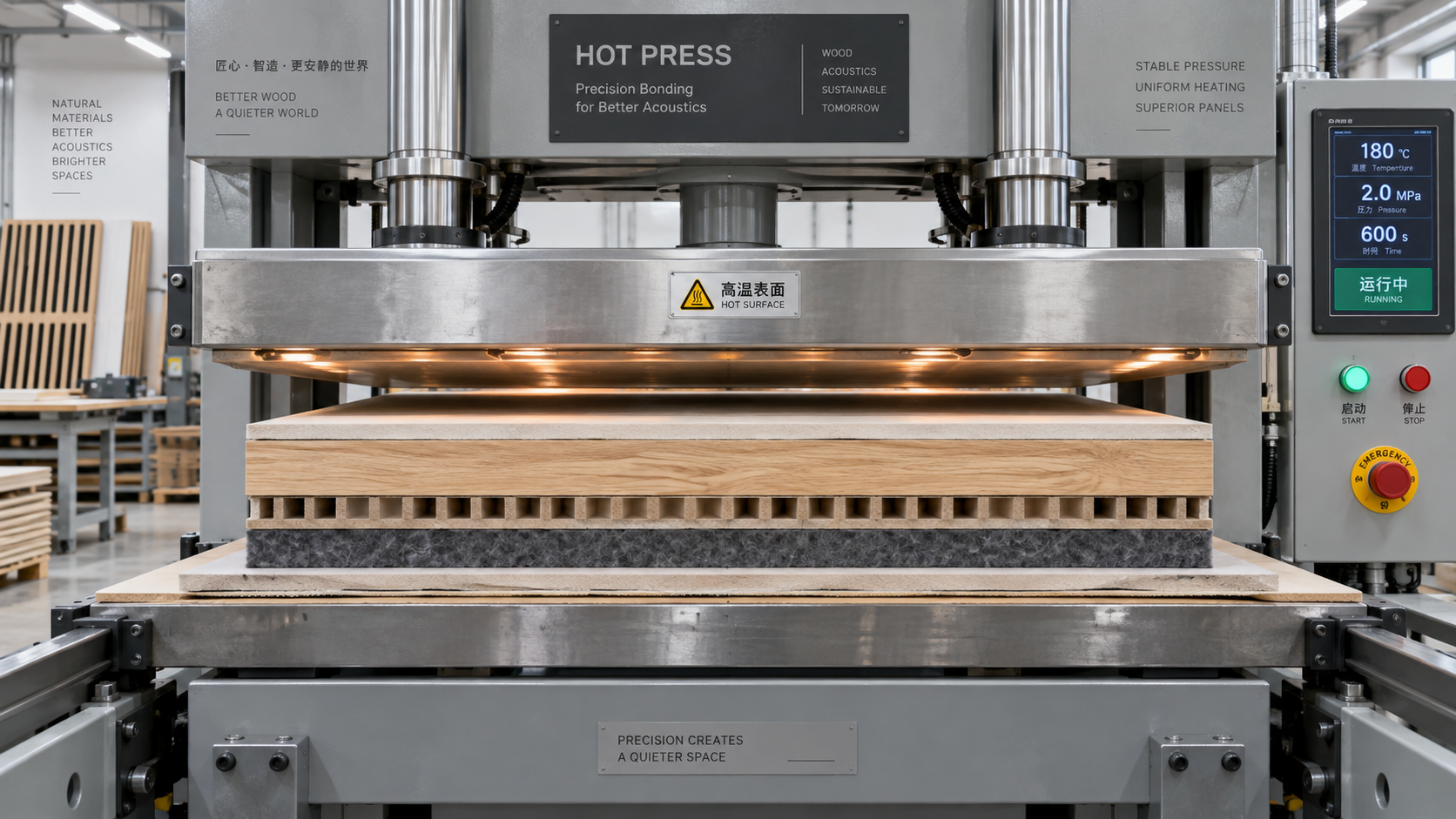 Hot Wood Pressing for Acoustic Wood Panels: Settings for Stable Bonding