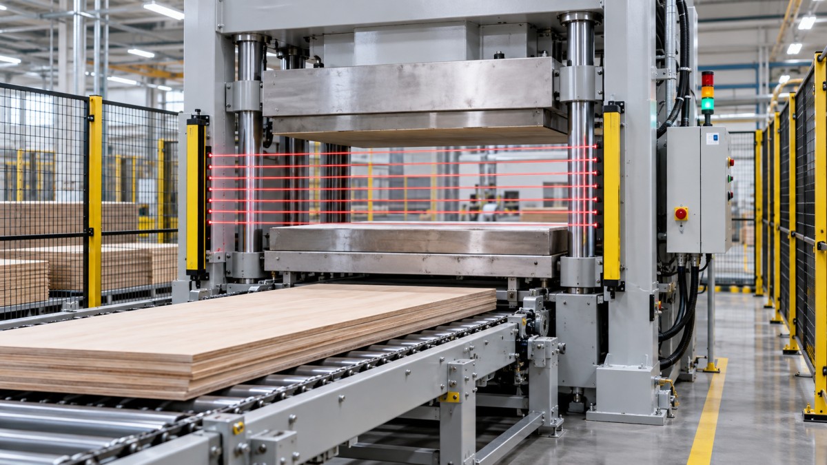 Rideaux lumineux de sécurité sur les presses à chaud pour le bois : positionnement, validation et réduction des risques