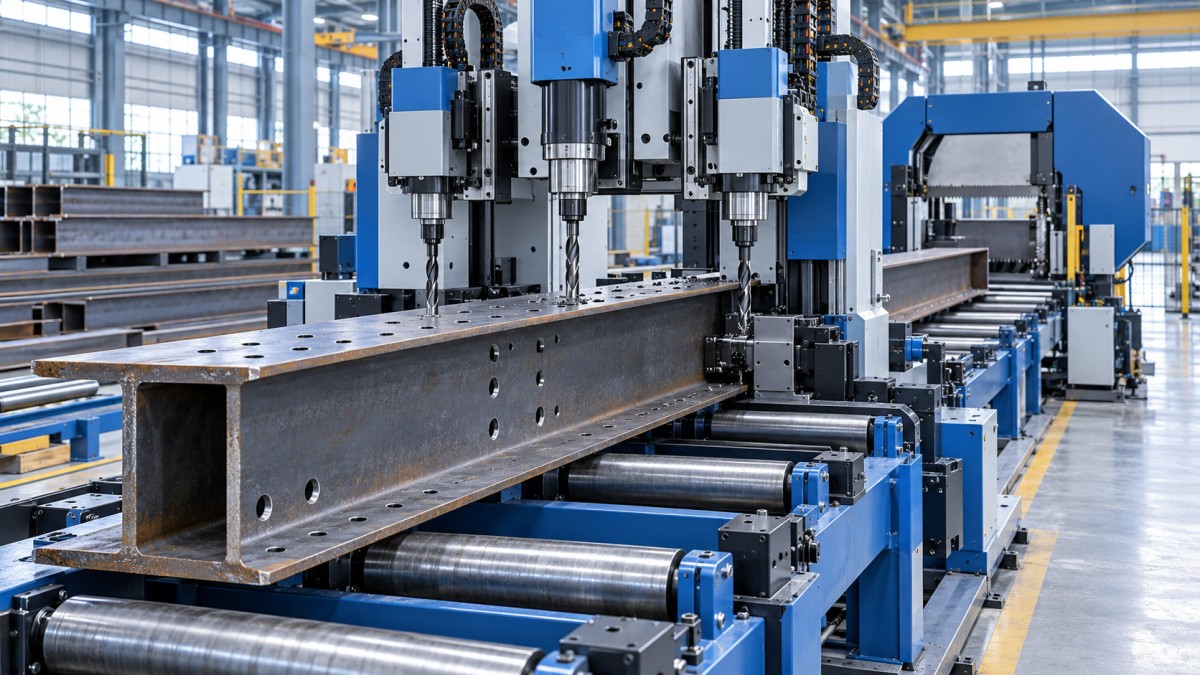 Como dimensionar uma linha CNC de serragem por fita e furação para trabalhos com aço estrutural