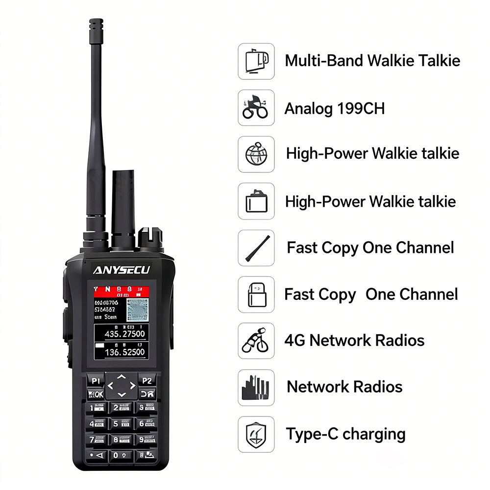 HD1567 EU 10W high-power dual-mode 4G PTT GPS 199CH Type-C VHF UHF multi band SIM card walkie talkie with 2400mAh battery