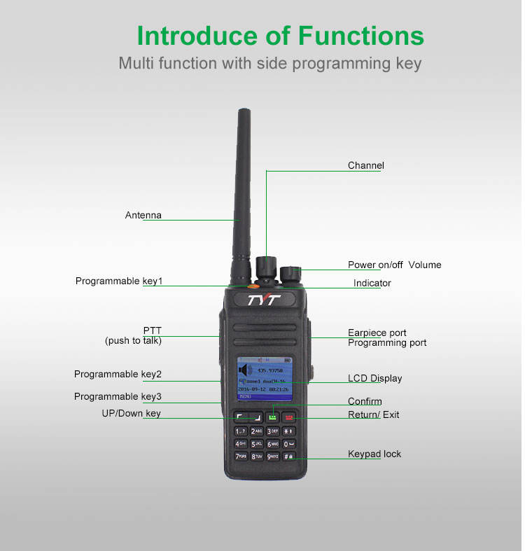Ip67 waterproof Md-398 digital 1000 Ch convenient 10w Uhf400-470MHz transceiver Dmr output power (vhf) (uhf) walkie talkie