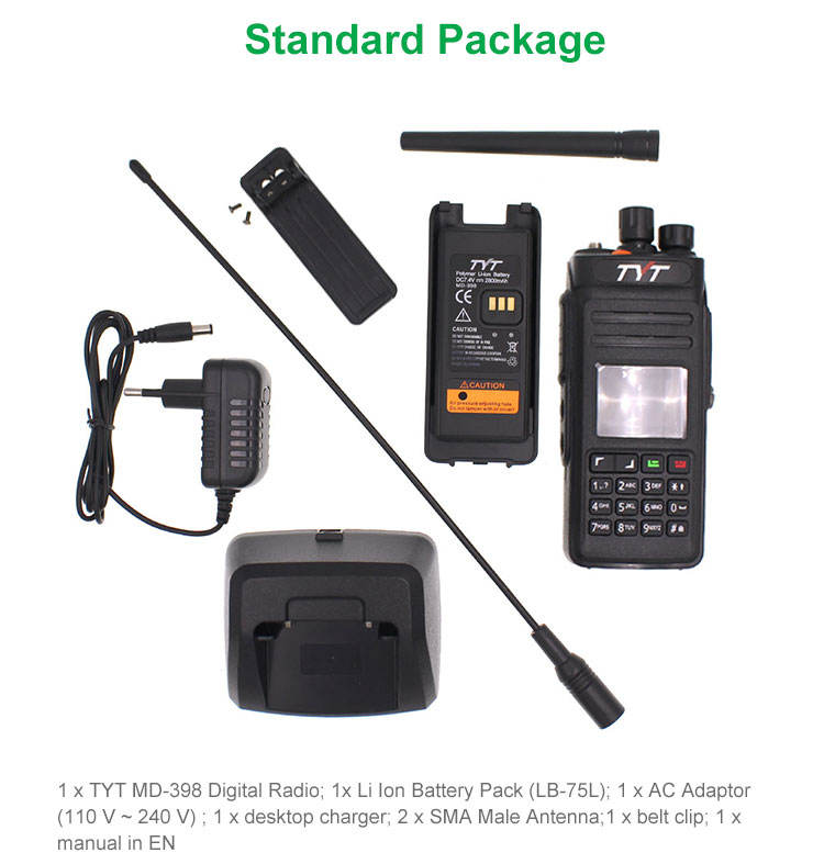 Ip67 waterproof Md-398 digital 1000 Ch convenient 10w Uhf400-470MHz transceiver Dmr output power (vhf) (uhf) walkie talkie