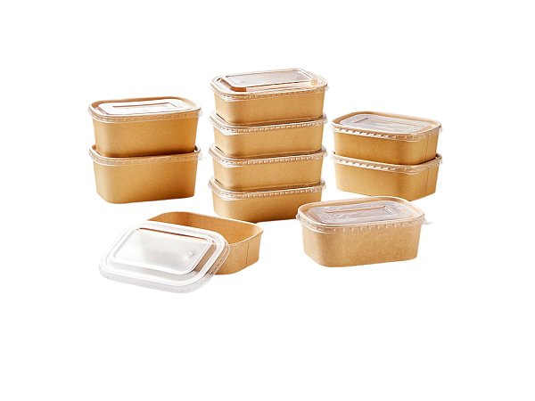 Rectangular Kraft Paper Takeaway Boxes with Lids