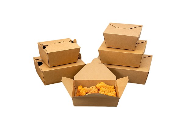 Fold-Top Kraft Paper Takeout Boxes
