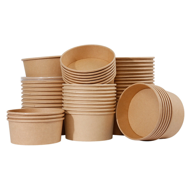 Round Kraft Paper Bowls with Clear PET Lids