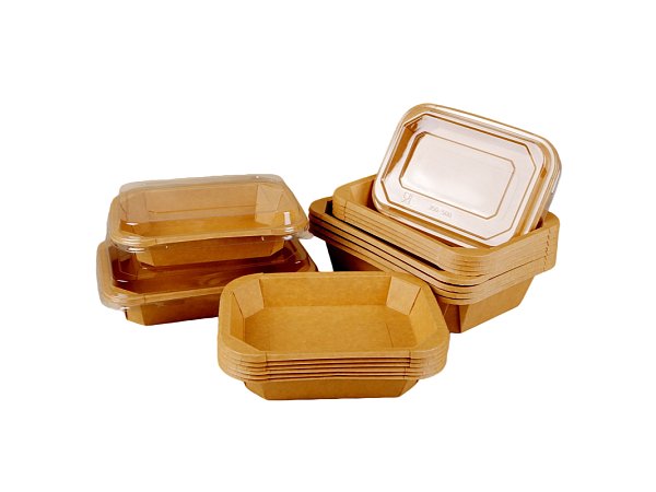 Octagonal Kraft Paper Takeout Containers with Clear PET Lids