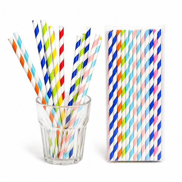 Biodegradable Striped Paper Drinking Straws