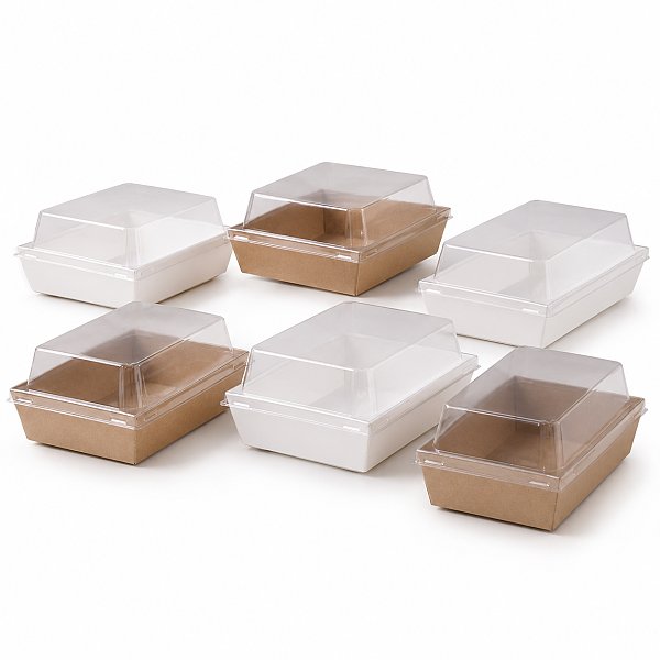 Rectangular Paper Cake Boxes with Clear Lids