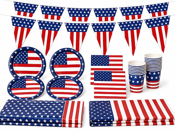 American Flag Party Tableware & Decorations Set