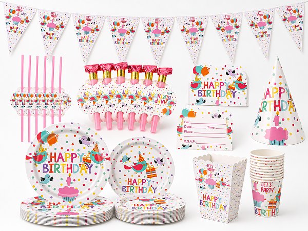 Birthday Party Tableware & Decorations Set