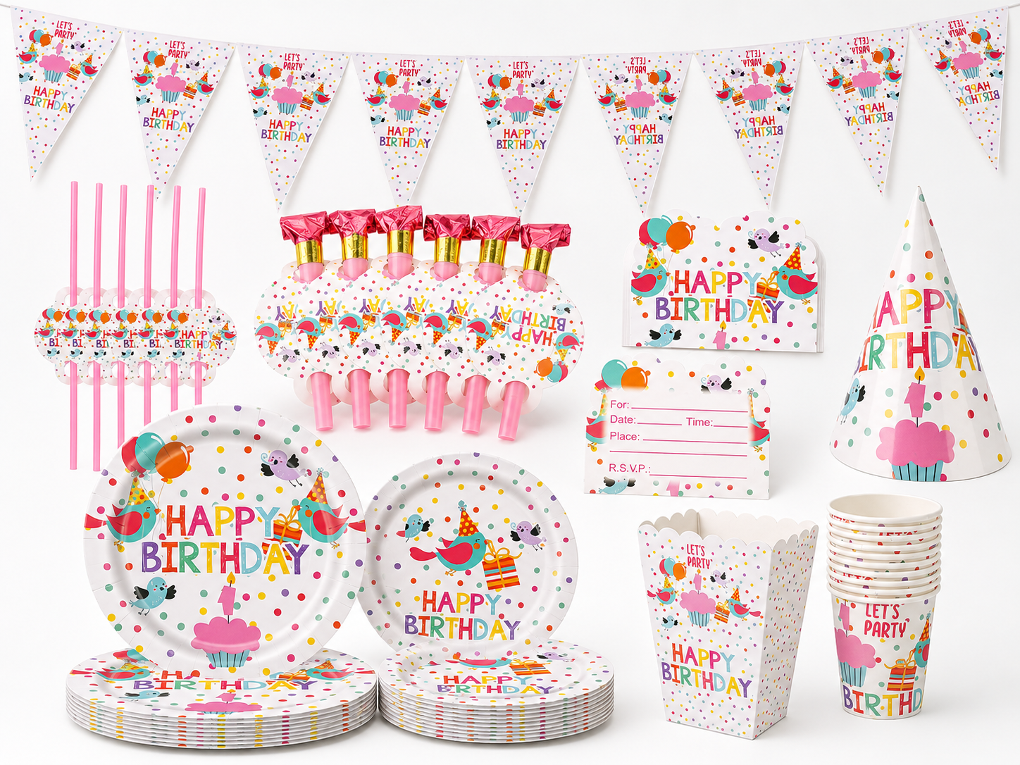 Birthday Party Tableware & Decorations Set