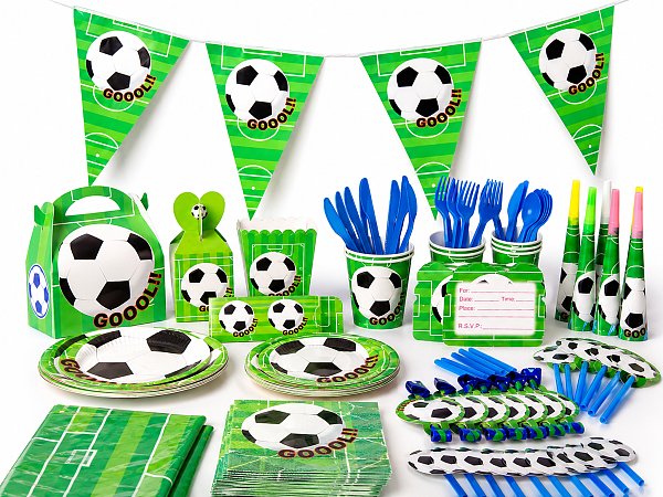 Soccer-Themed Party Tableware & Decorations Set