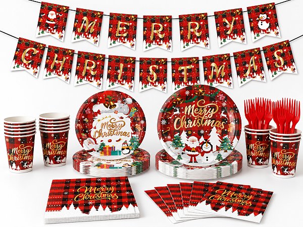 Christmas Party Tableware & Decorations Set