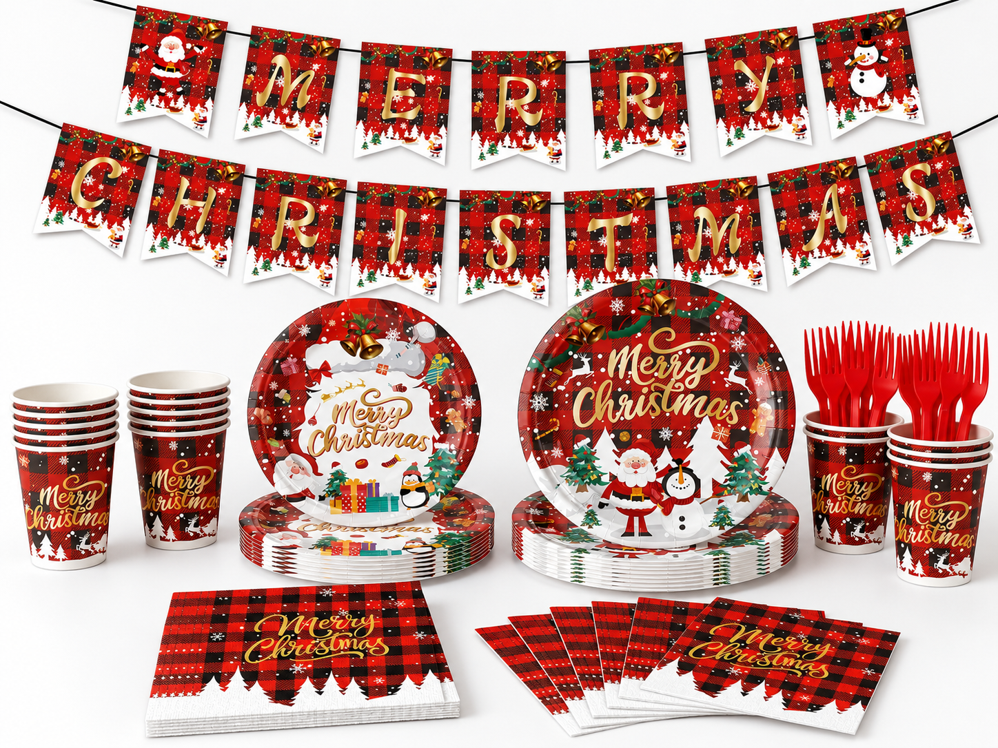 Christmas Party Tableware & Decorations Set