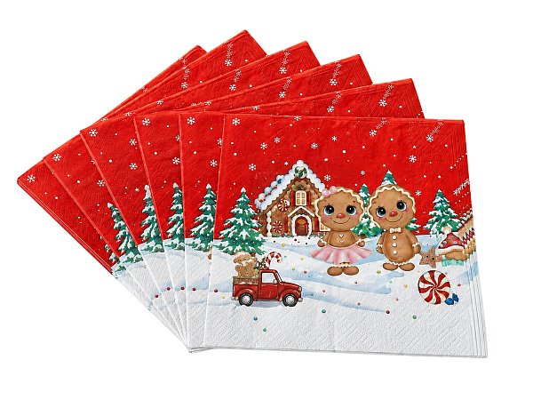Gingerbread Village Christmas Paper Napkins