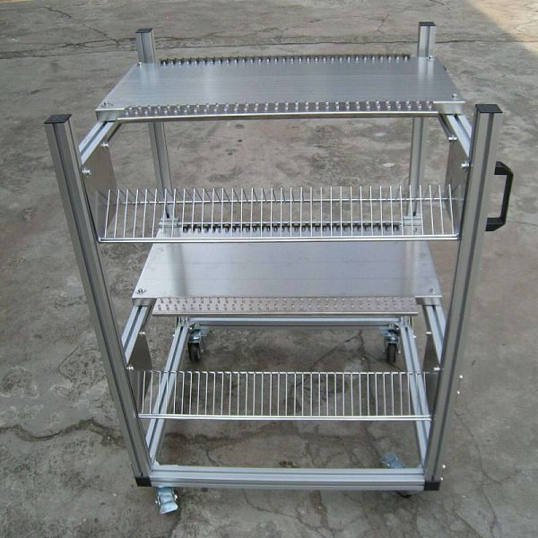 SMT Feeder Storage Cart Double Layer Stainless Steel Feeder Trolley ESD Anti-Static Universal Brand Fit