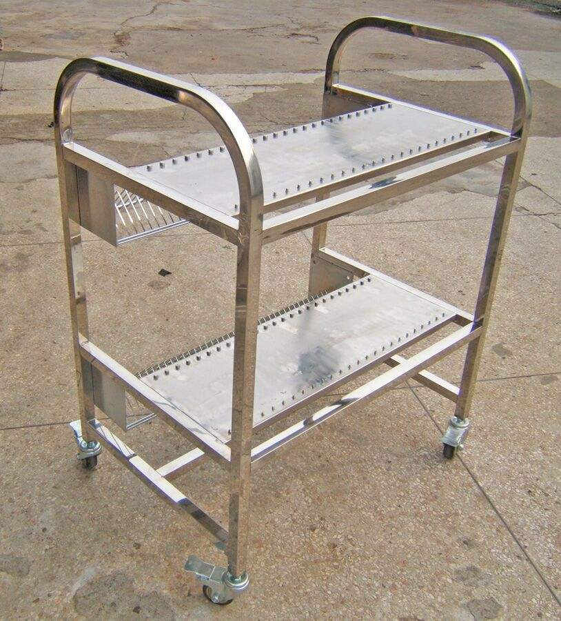Stainless Steel SMT Feeder Storage Cart, Double Layer Trolley, Universal Fit for Yamaha/Fuji/Panasonic/ASM/Samsung