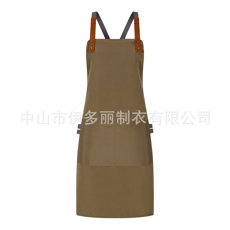 Factory custom-made 2022 minimalist and versatile polyester-cotton thick canvas waterproof and oil-resistant double-shoulder apron, with the option to add a logo. Factory custom-made 2022 minimalist and versatile polyester-cotton thick canvas waterproof and oil-resistant double-shoulder apron, with the option to add a logo.