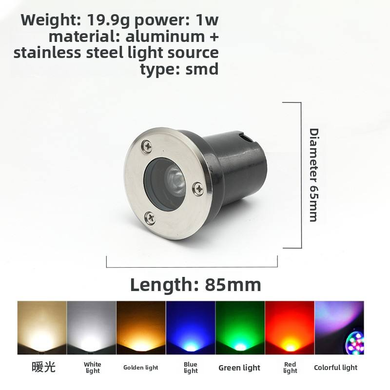 Wholesale 1W 3W LED underground lights, stainless steel recessed waterproof park and square in-ground lights, garden manufacturers