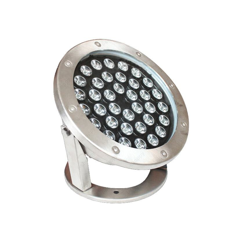 High-power stainless steel IP68 12V 3000K 6000K 36W LED underwater light for ponds.