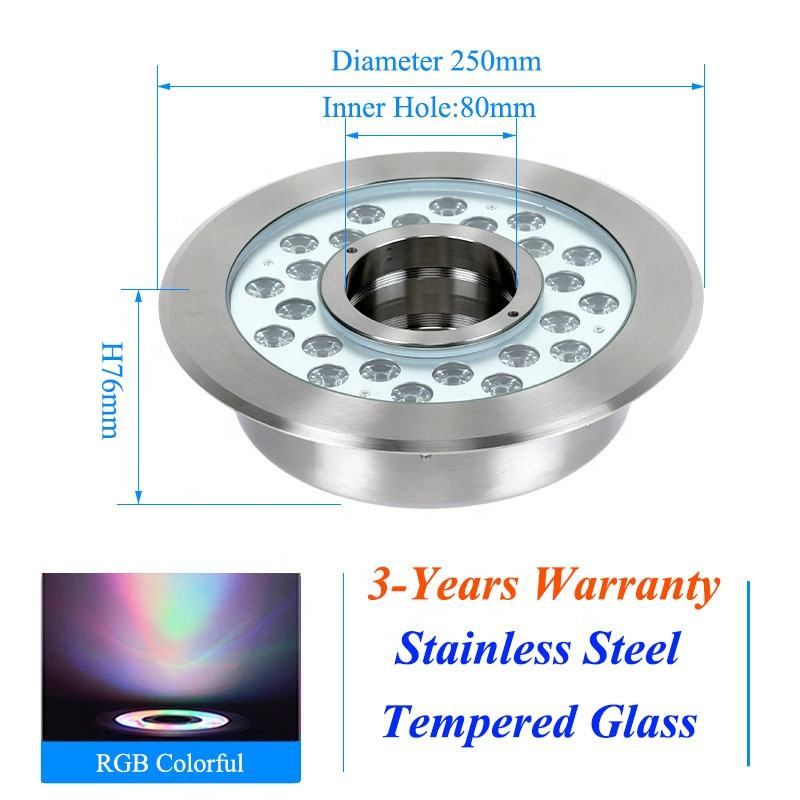 Factory direct sales of AC12V LED fountain lights, stainless steel LED fountain light rings, DMX512 programmable
