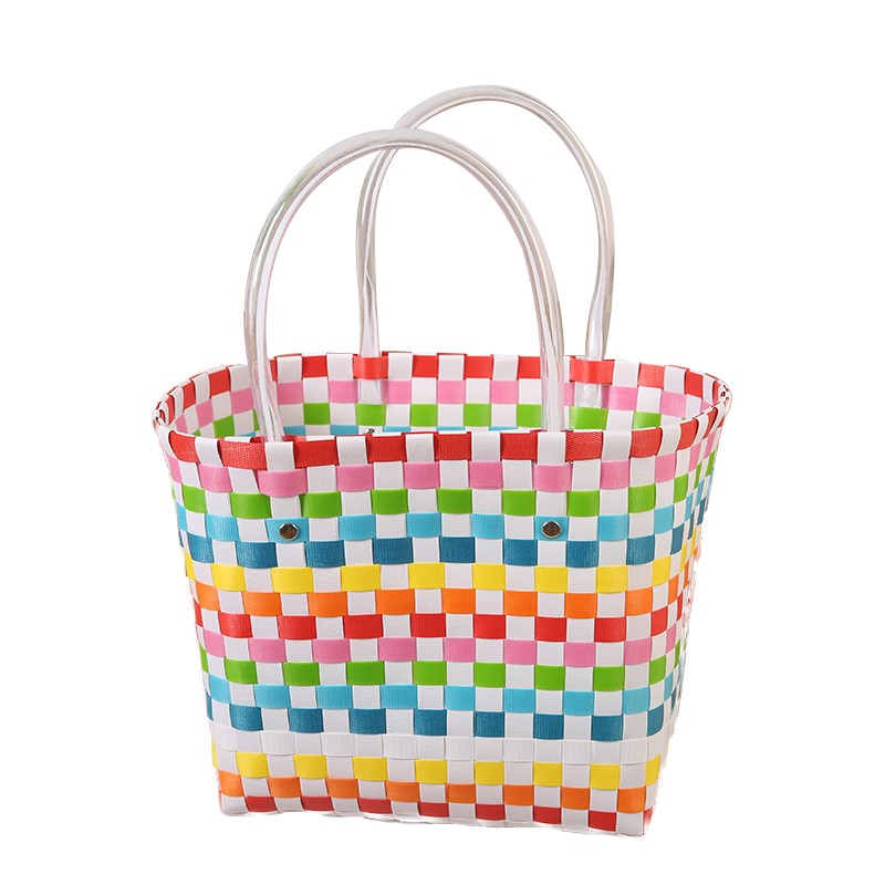 New Plastic Woven Gift Basket/Handbag/Souvenir Basket with Fresh Style Beach Bag/Tote Bag for Women