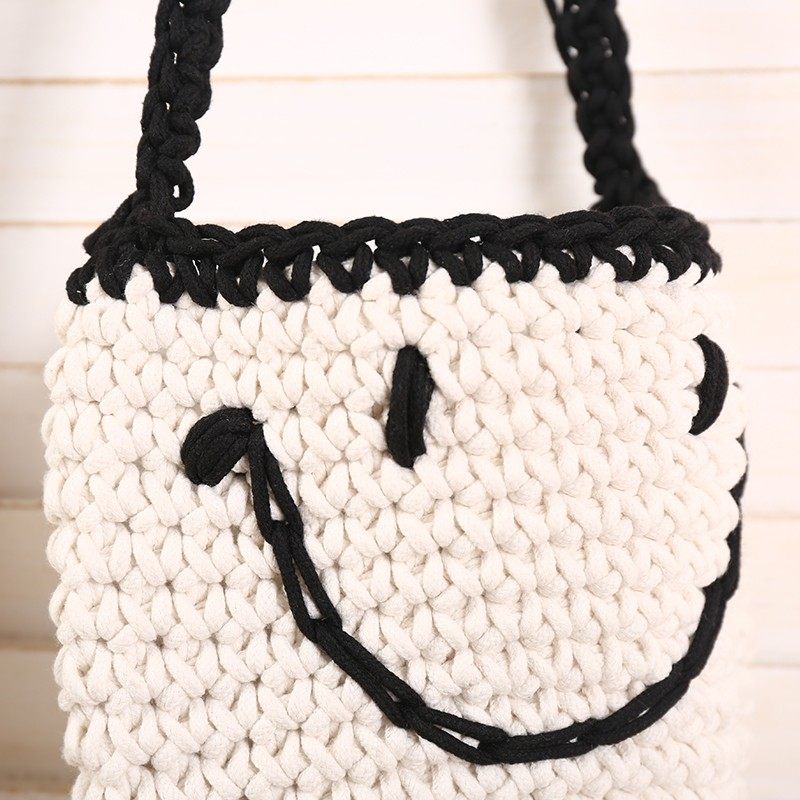 Korean style smiley face woven bag