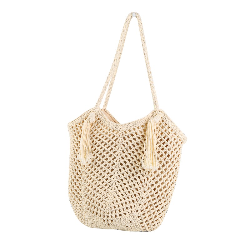 Tassel cotton yarn woven bag