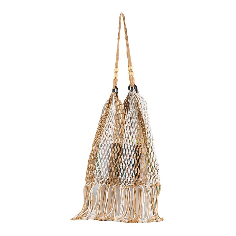 Openwork tassel shoulder bag