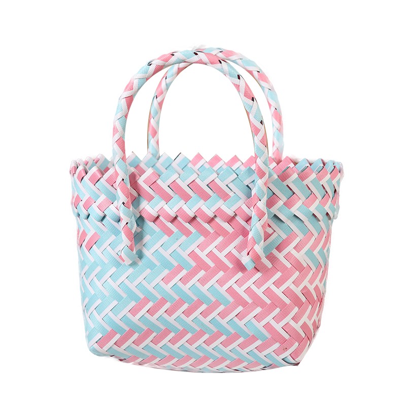 Simple children's woven plastic basket, women's handbag, everyday matching basket, gift basket