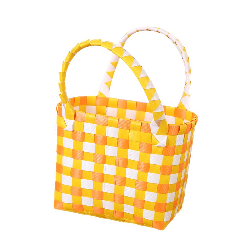 Plastic woven storage basket, hand-held basket, baby gift, full moon return gift bag, small square bag, beach bag, tote bag