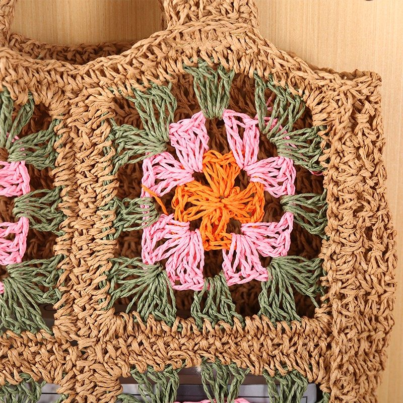 Large capacity openwork woven beach bag