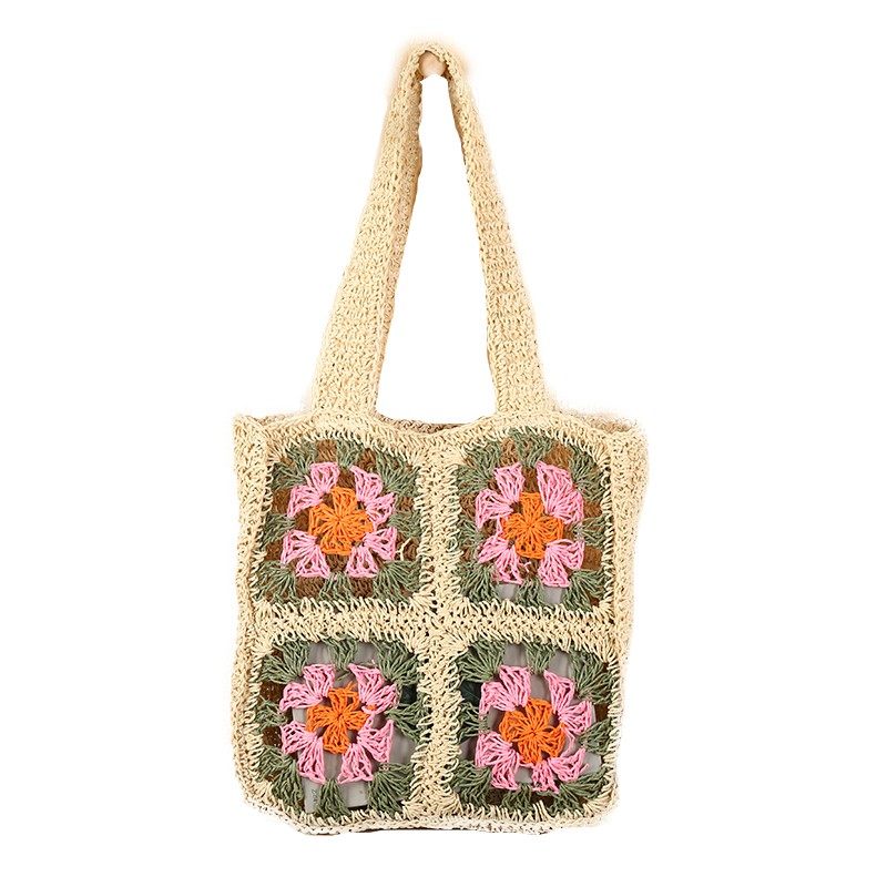 Large capacity openwork woven beach bag