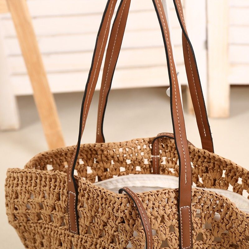 Large capacity openwork woven bag