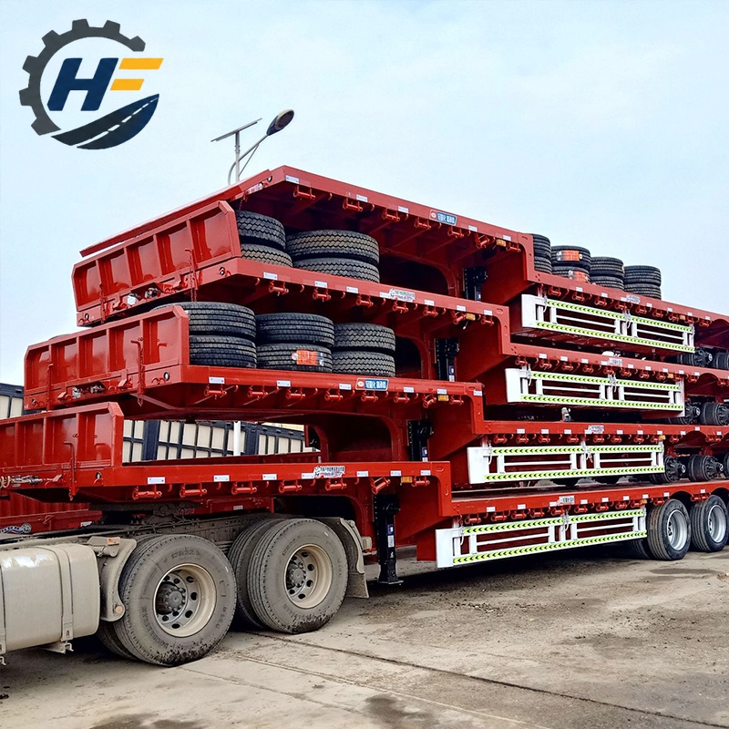 Remorque plateau conteneur à 3 4 5 essieux pour camion lourd