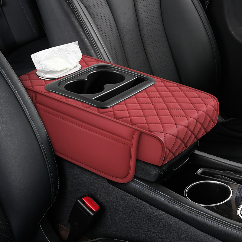 Multi-functional Car Armrest Pad with Tissue Box, Universal Center Console Armrest Heightening Cushion, Wholesale Custom Logo Available