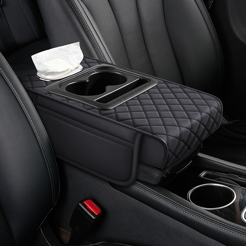 Multi-functional Car Armrest Pad with Tissue Box, Universal Center Console Armrest Heightening Cushion, Wholesale Custom Logo Available