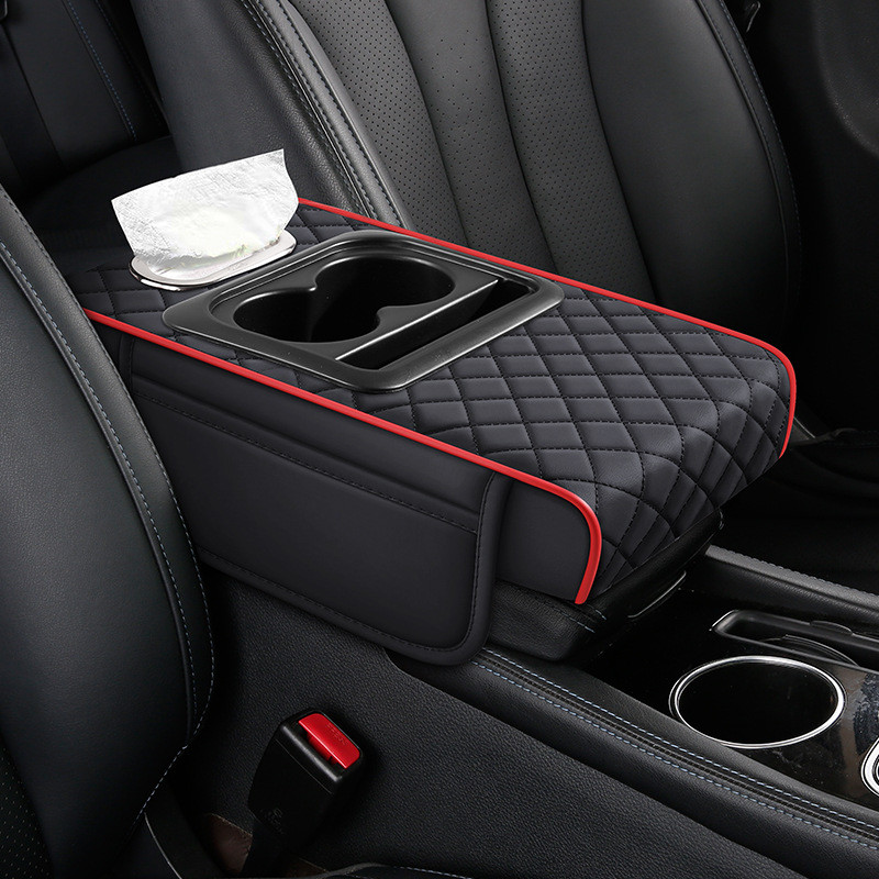Multi-functional Car Armrest Pad with Tissue Box, Universal Center Console Armrest Heightening Cushion, Wholesale Custom Logo Available