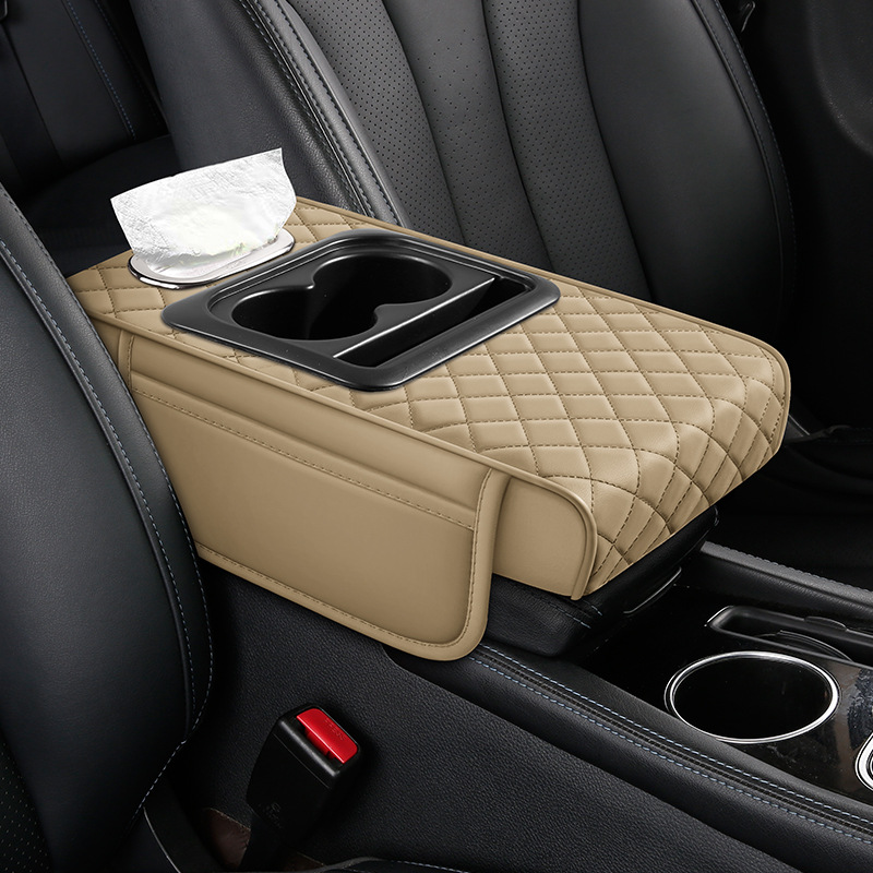 Multi-functional Car Armrest Pad with Tissue Box, Universal Center Console Armrest Heightening Cushion, Wholesale Custom Logo Available