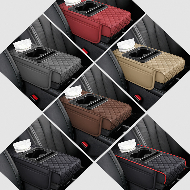 Multi-functional Car Armrest Pad with Tissue Box, Universal Center Console Armrest Heightening Cushion, Wholesale Custom Logo Available